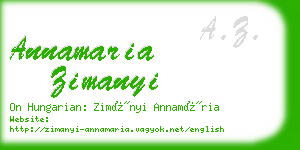 annamaria zimanyi business card